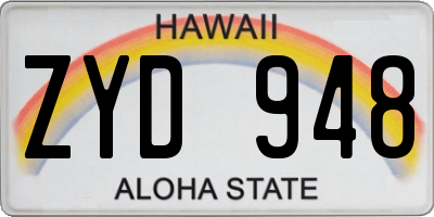 HI license plate ZYD948