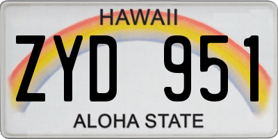 HI license plate ZYD951