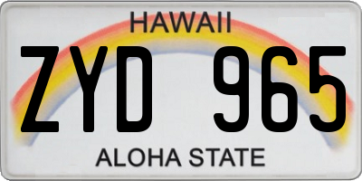 HI license plate ZYD965