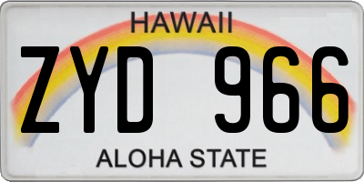 HI license plate ZYD966