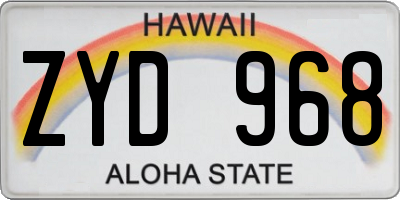 HI license plate ZYD968