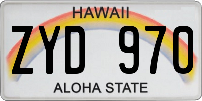 HI license plate ZYD970