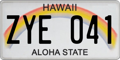 HI license plate ZYE041