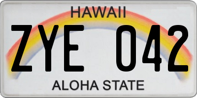 HI license plate ZYE042
