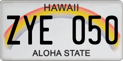 HI license plate ZYE050