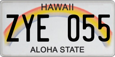 HI license plate ZYE055
