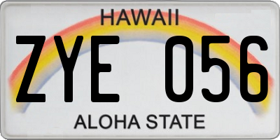 HI license plate ZYE056