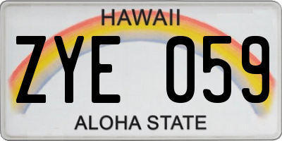 HI license plate ZYE059