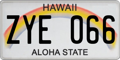HI license plate ZYE066