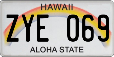 HI license plate ZYE069