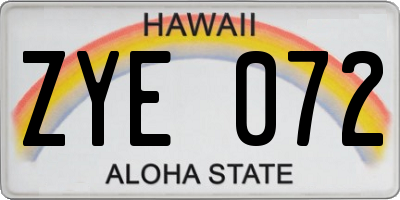 HI license plate ZYE072