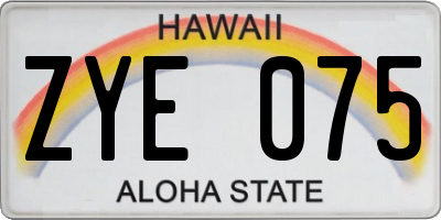 HI license plate ZYE075