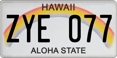 HI license plate ZYE077