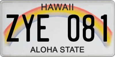 HI license plate ZYE081