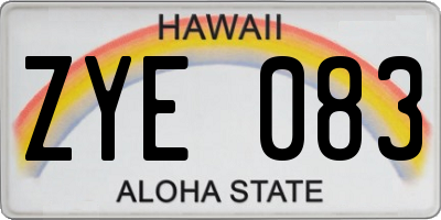 HI license plate ZYE083