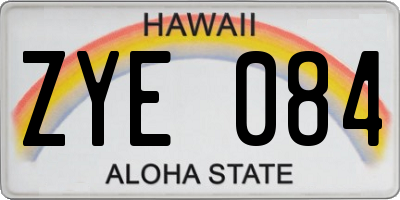 HI license plate ZYE084