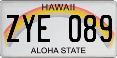 HI license plate ZYE089