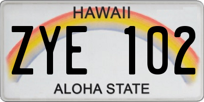 HI license plate ZYE102