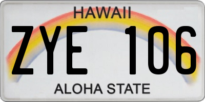 HI license plate ZYE106
