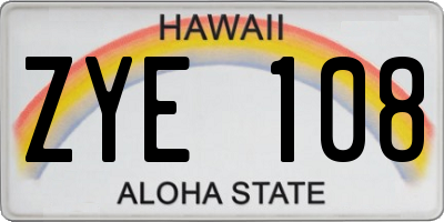 HI license plate ZYE108