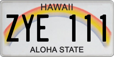 HI license plate ZYE111