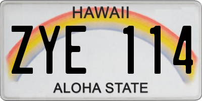 HI license plate ZYE114