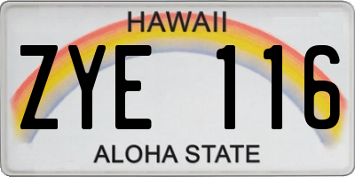 HI license plate ZYE116
