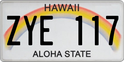 HI license plate ZYE117