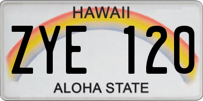 HI license plate ZYE120