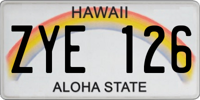 HI license plate ZYE126