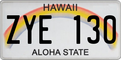 HI license plate ZYE130