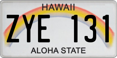 HI license plate ZYE131