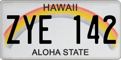 HI license plate ZYE142