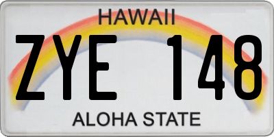 HI license plate ZYE148