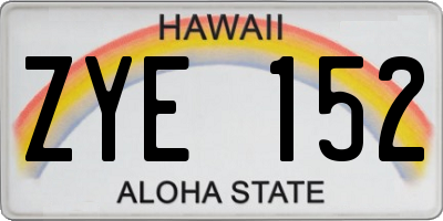 HI license plate ZYE152