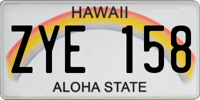 HI license plate ZYE158