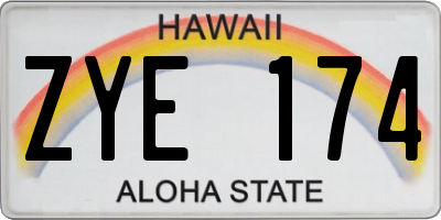 HI license plate ZYE174