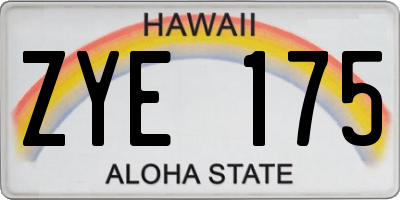 HI license plate ZYE175