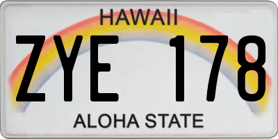 HI license plate ZYE178