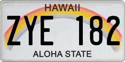 HI license plate ZYE182