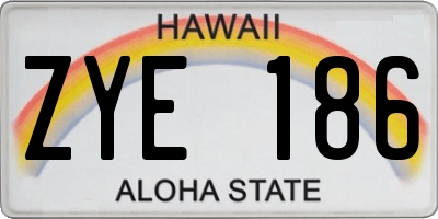 HI license plate ZYE186