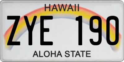 HI license plate ZYE190