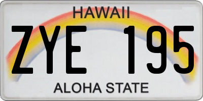 HI license plate ZYE195
