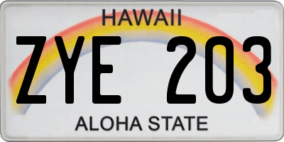 HI license plate ZYE203