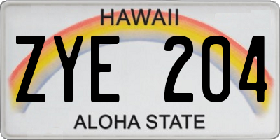 HI license plate ZYE204