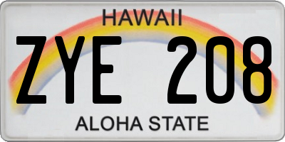 HI license plate ZYE208
