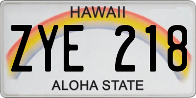 HI license plate ZYE218