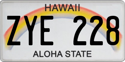 HI license plate ZYE228