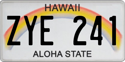 HI license plate ZYE241