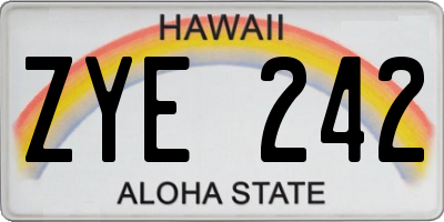 HI license plate ZYE242